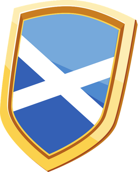 Golden Shield With Flag Of Scotland - Emblem (440x550)