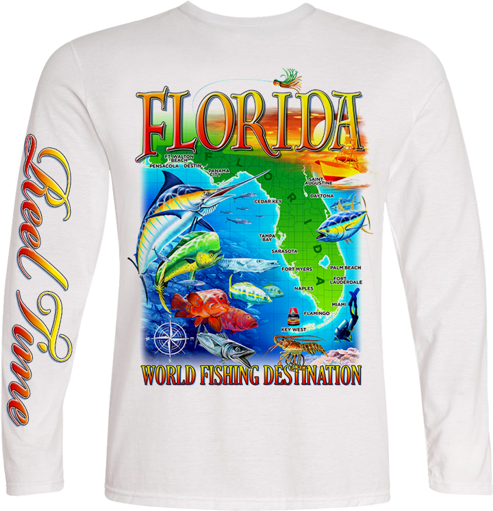 Florida Map - Long-sleeved T-shirt (734x761)