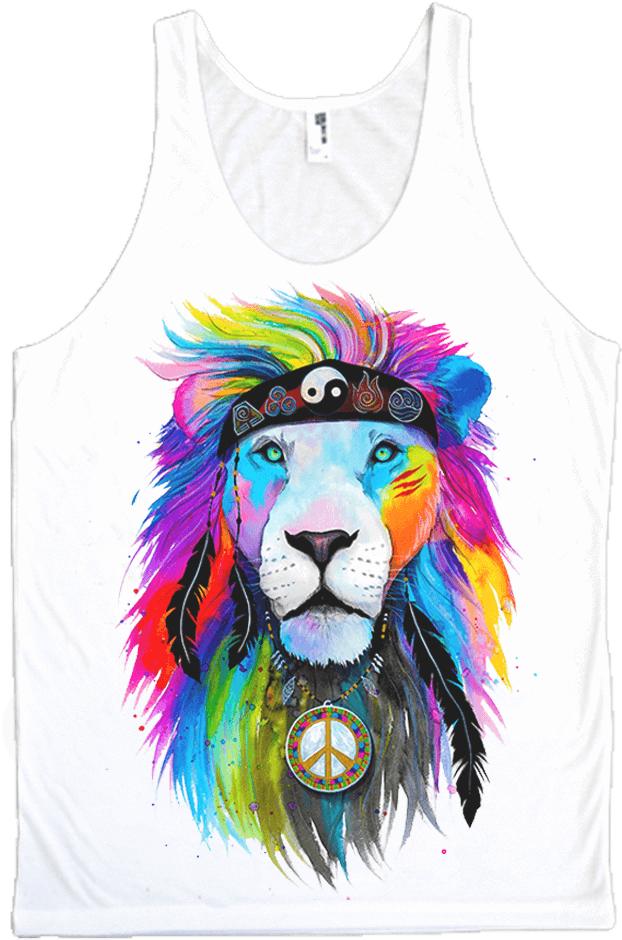 Hippie Lion Unisex Tank Top - Hippie Lion Art (800x1000)