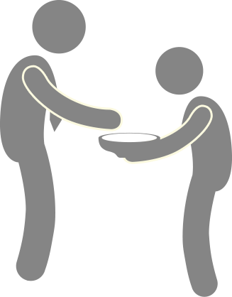 According To The Vedas, The Essence Of Daan Is To Help - Black And White Givimg Food (327x418)