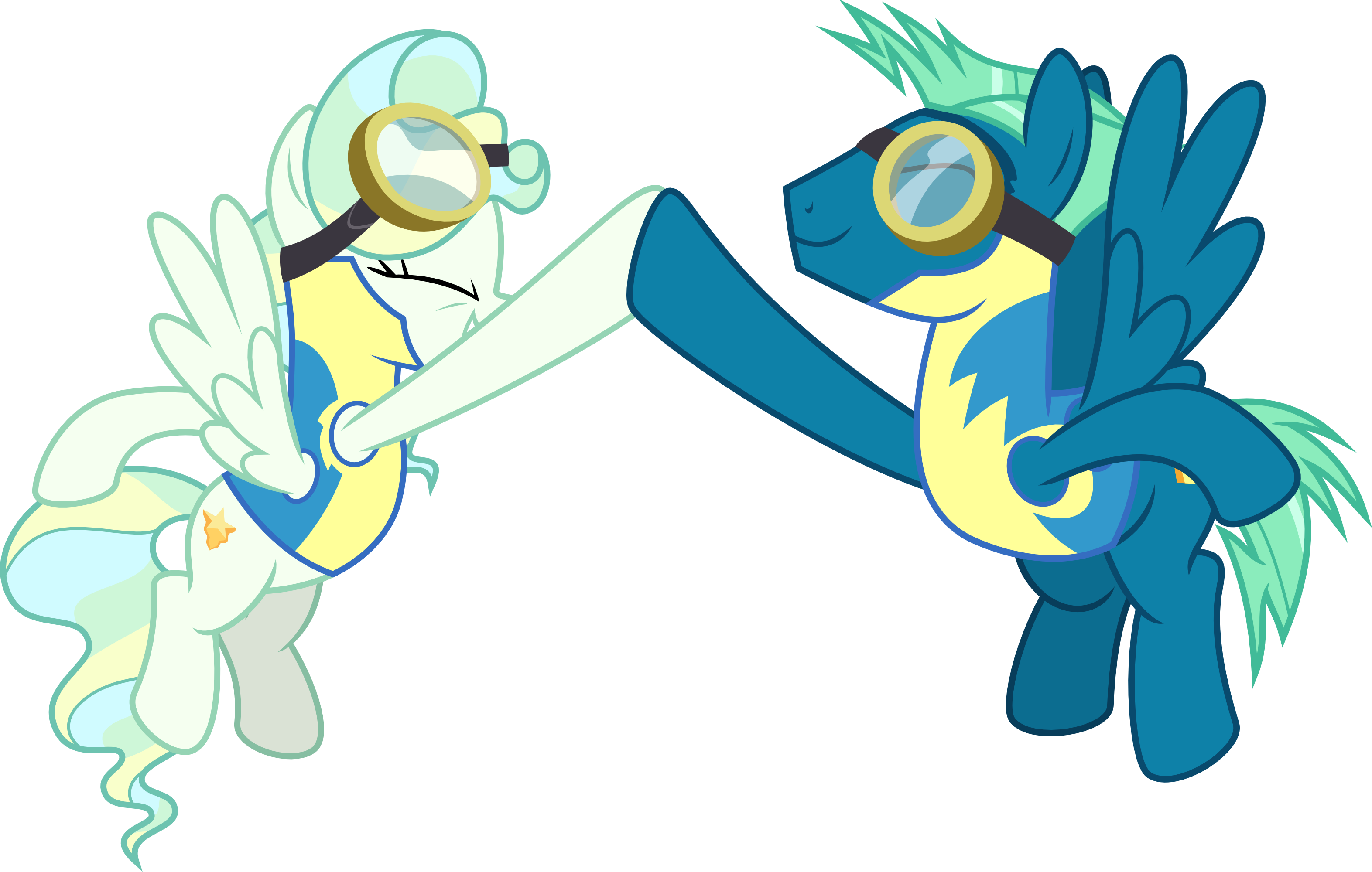 Chainchomp2, Female, Goggles, Hoofbump, Male, Mare, - Deviantart (3145x2000)