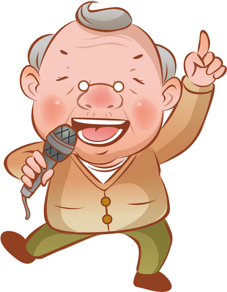 Cartoon Illustration - Singing Grandfather - Cartoon (1000x1000)