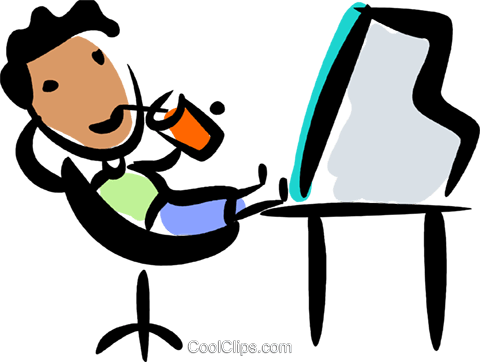 Relaxing At Desk Royalty Free Vector Clip Art Illustration - Relaxing At Desk Clipart (480x362)