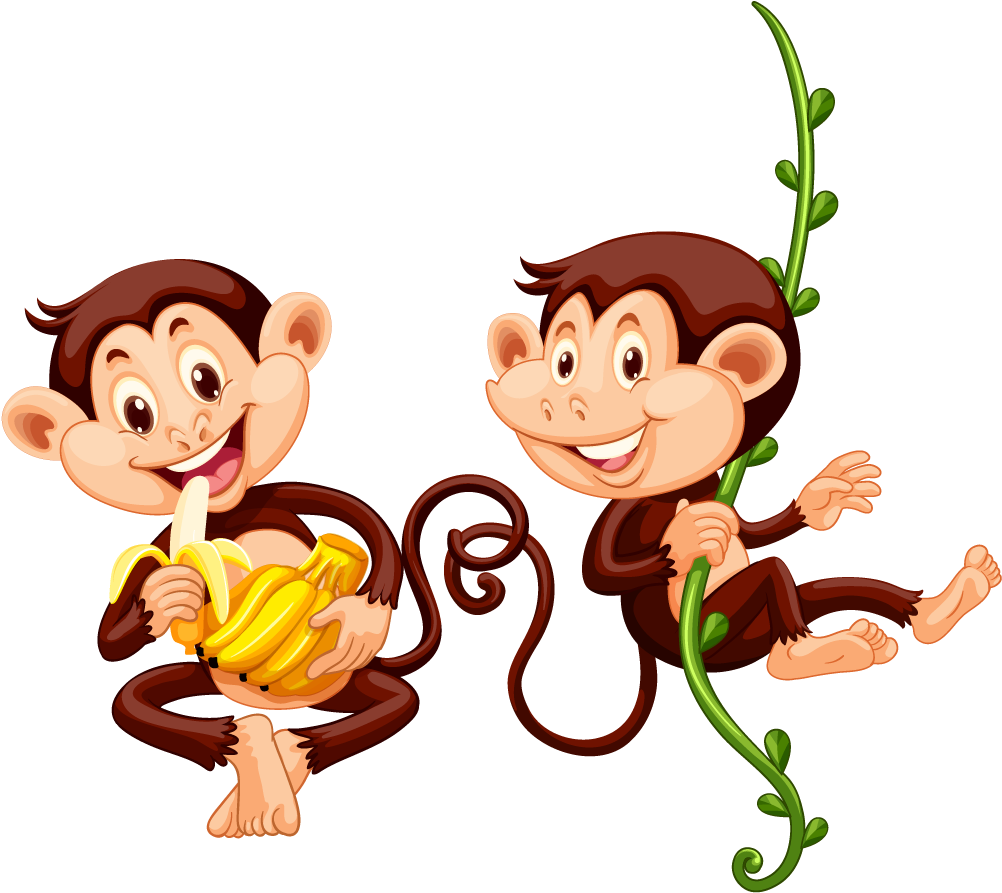 Monkey Eating Banana Clip Art - Cartoon Monkey Eating Banana (1088x1020)