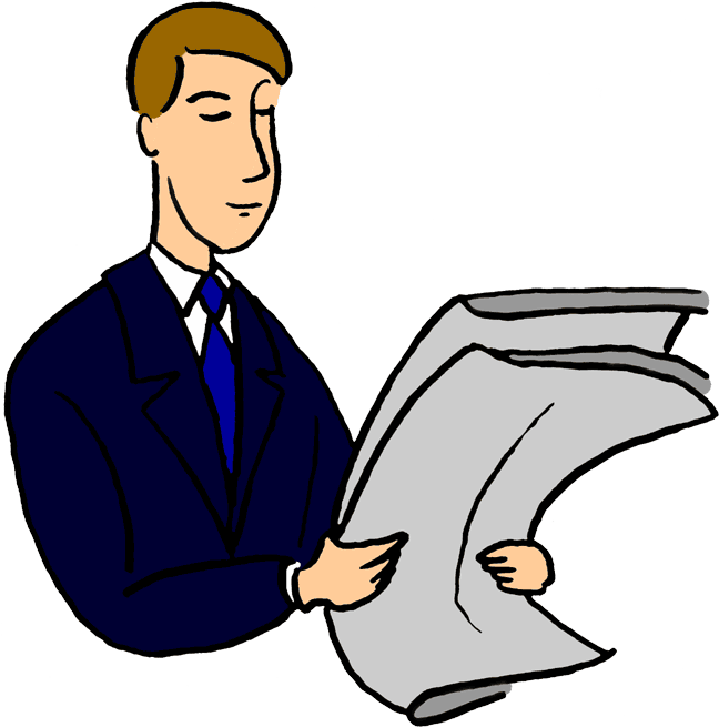 Man Reading Clipart - Man Reading Newspaper Clipart (650x663)