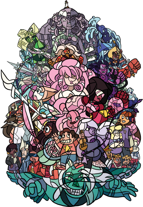 Illustration My Art Fanart Lion Cast Rose Quartz Sadie - Vitral Steven Universe (500x707)