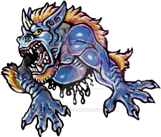 Colour Test Tattoo Oni By The-monstrum - Colorfull Tattoo Art Png (600x488)