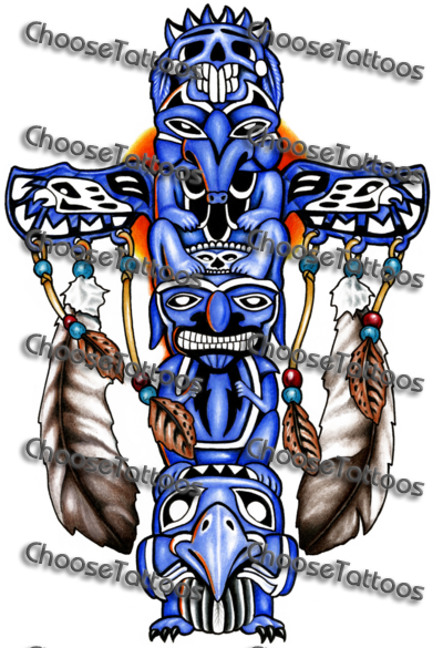 Tattoo Designs - Warrior Totem - Otter Totem Pole Tattoo (400x585)