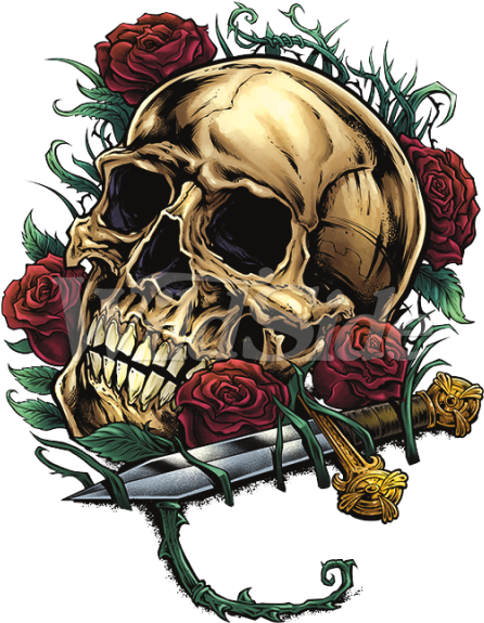 Skull - Skull With Roses Dagger (600x600)