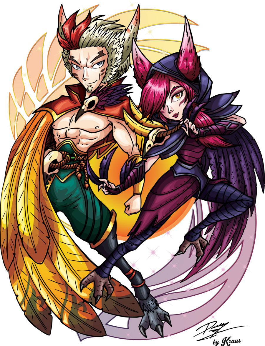Rakan And Xayah By Kraus-illustration - Illustration (900x1176)