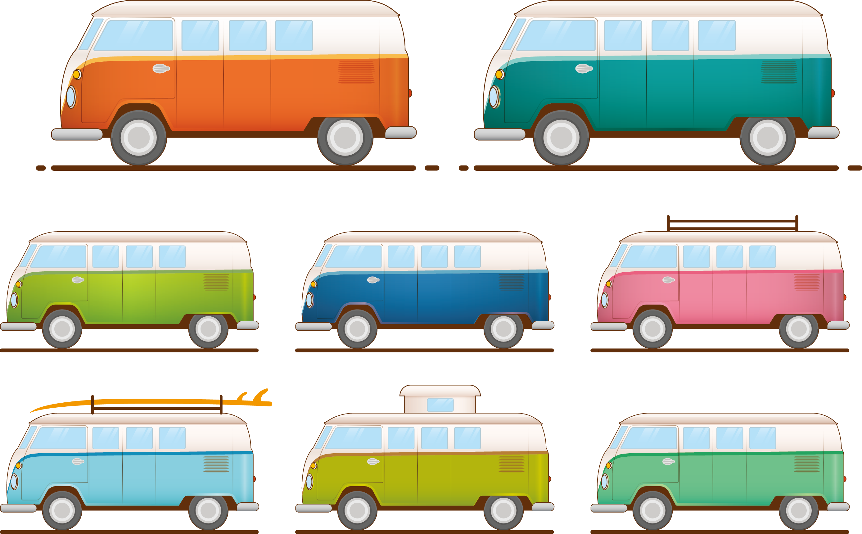 Minivan Volkswagen Type 2 Car - Vw Camper Van Graphic (2777x1720)