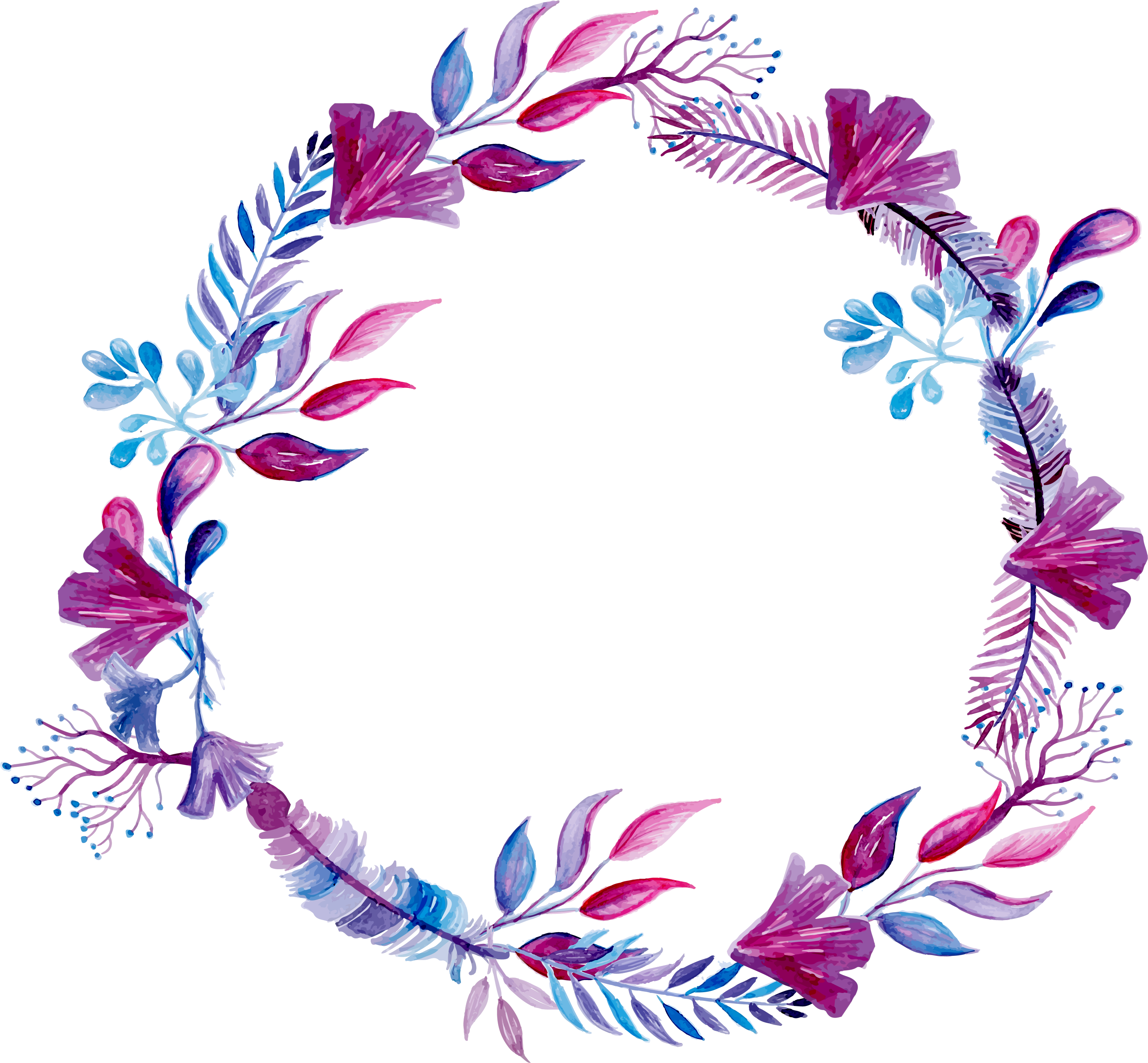 Purple Watercolor Wreath Ink Paint Flowers Freetoedit - Wreath Design For Wedding (2756x2551)