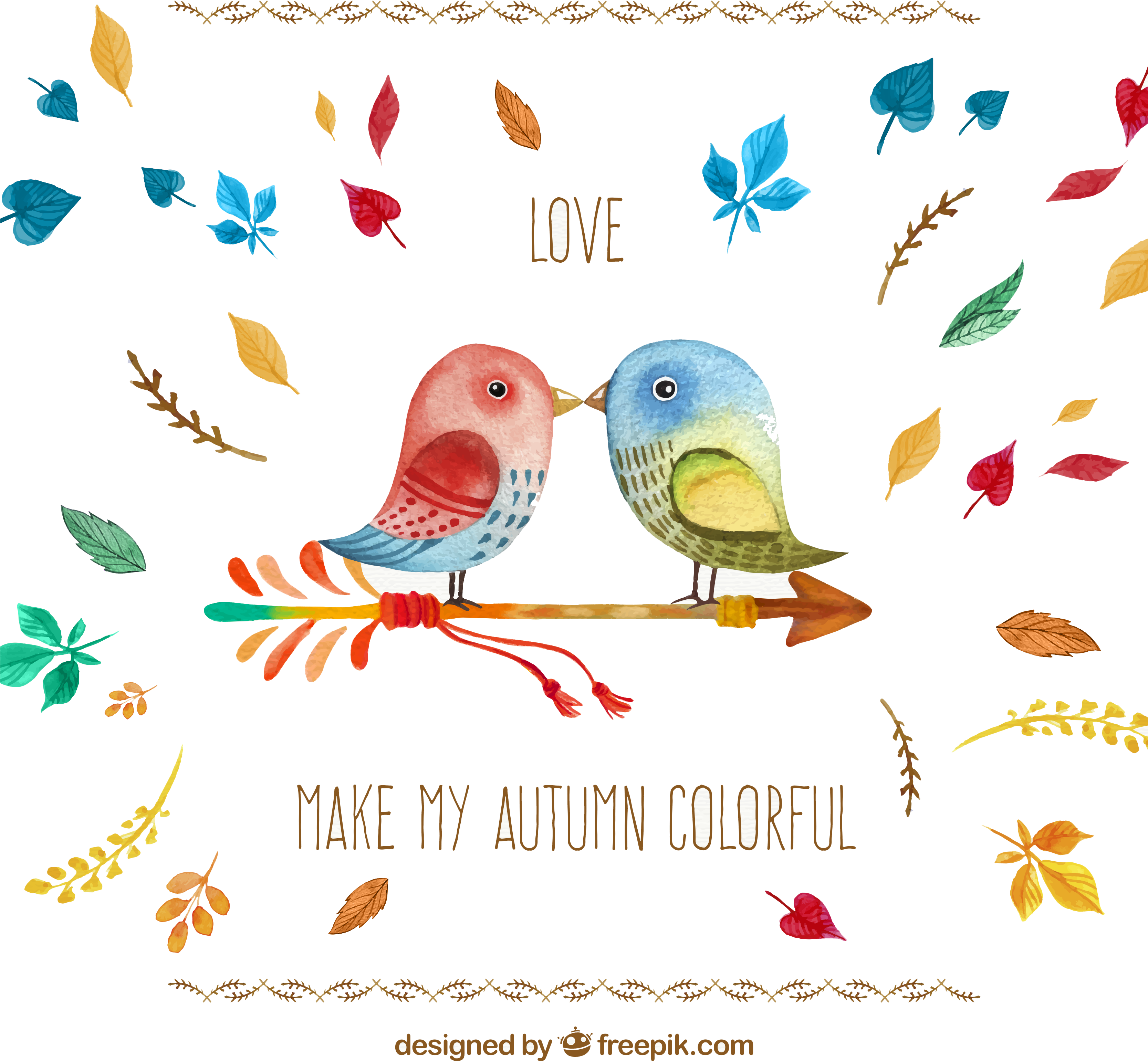 Cartoon Pair Of Lovebirds - Arpan Vintage Bird Photo Album Slip In Case Memo Album (3333x3333)