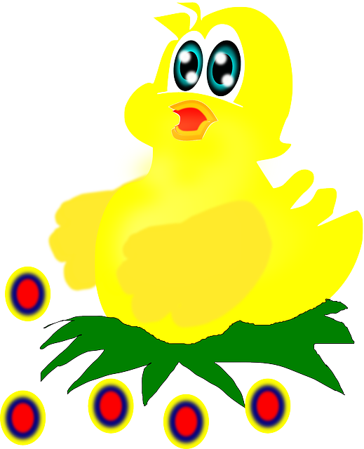 Easter, Nest, Sitting, Cartoon, Comic, Yellow - Gambar Kartun Anak Ayam (609x750)