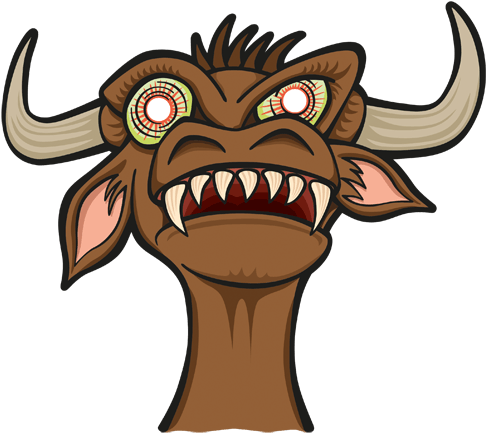 Evil Cow - Cartoon (500x469)
