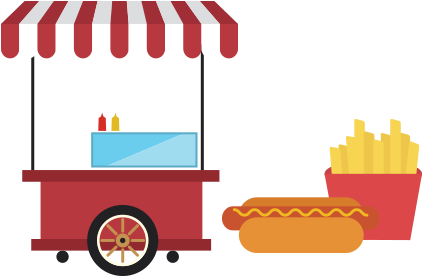 50 Completos Italianos 50 Papas Fritas Operador Carrito - Food Cart Vector (490x333)