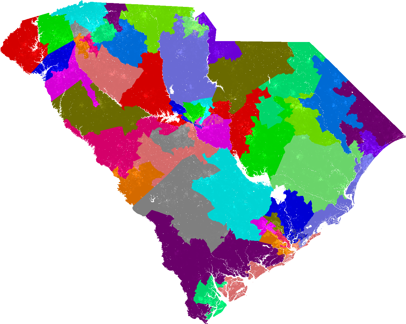 Larger South Carolina Senate Map - South Carolina (1363x1080)