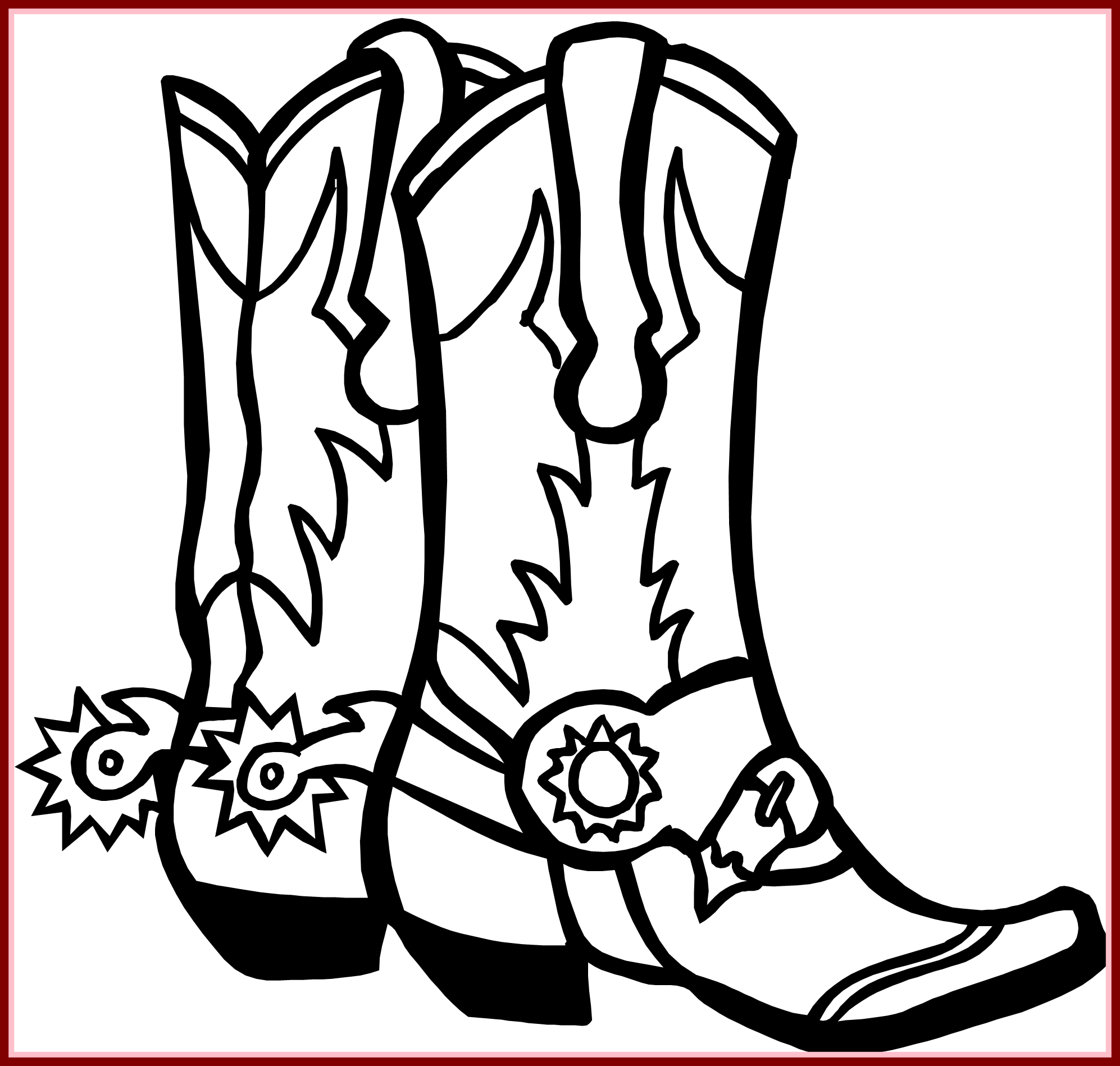 Shoes For Girls Shoes For Girls Clipart Black And White - Cowgirl Boots Coloring Pages (1994x1898)