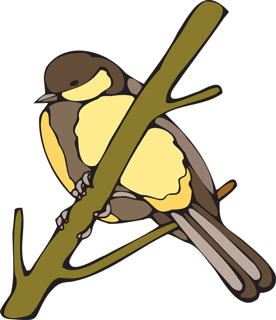 Perched Yellow Nut Hatch Clip Art At Clker - Clip Art (1104x1280)