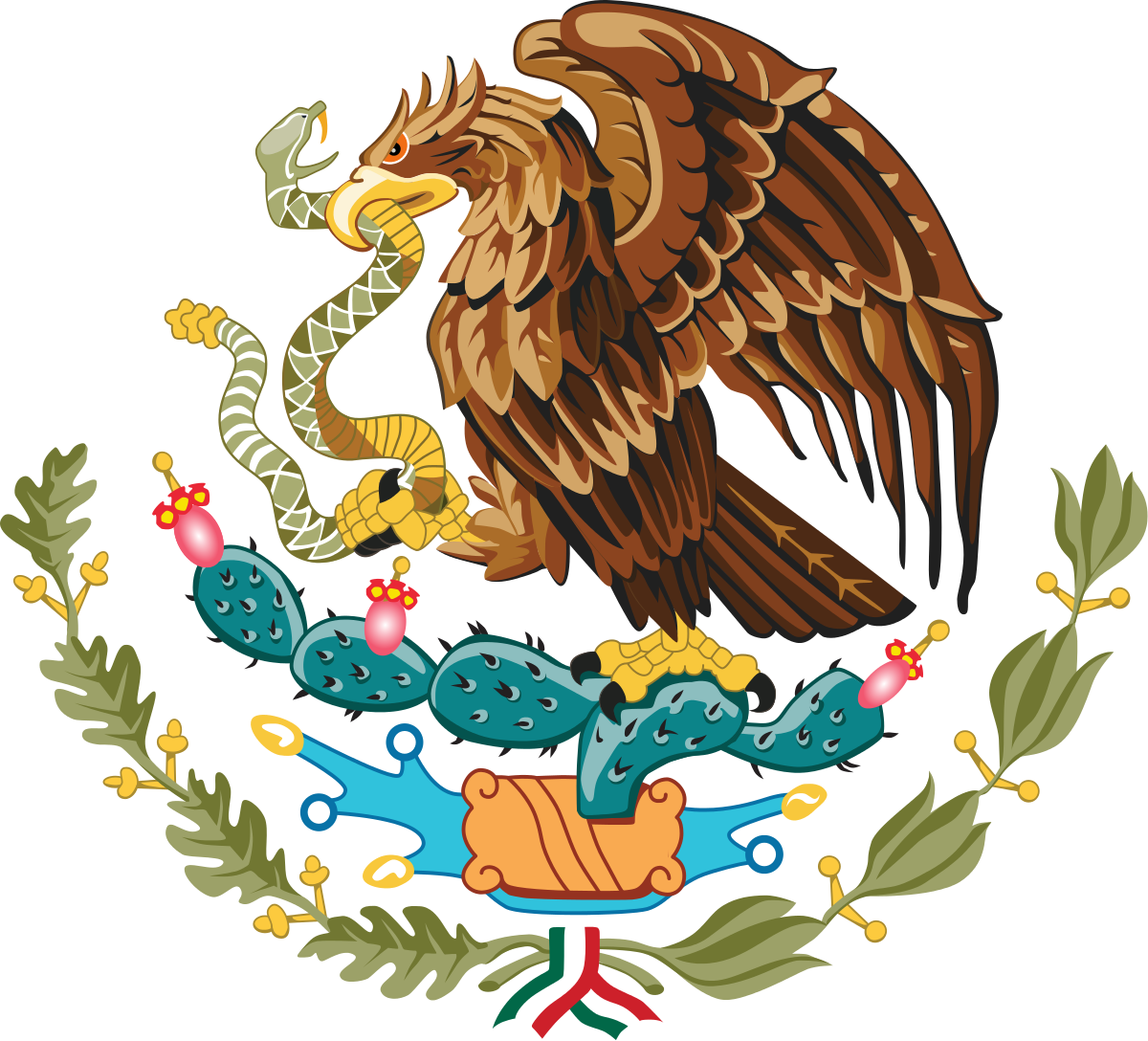 Serpent Clipart Mexican - Coat Of Arms Of Mexico (1200x1088)