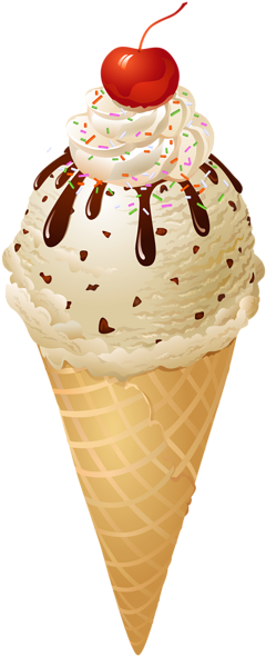 Sorvete De Flocos Com Calda Quente De Chocolate Dc - Ice Cream Cone Png (254x600)