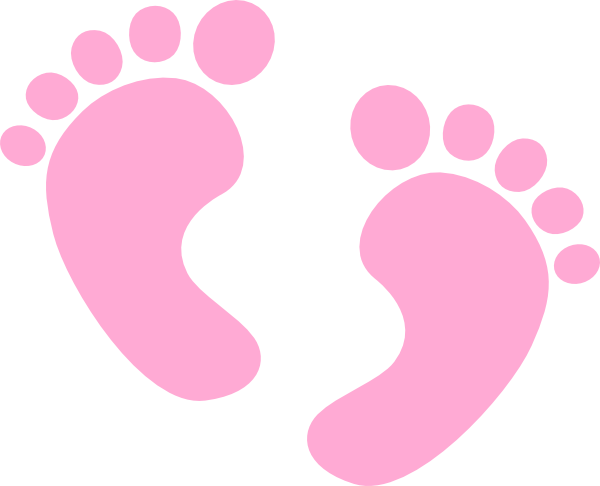Pink Baby Footprint Clipart - Pink Baby Feet Clipart (600x486)