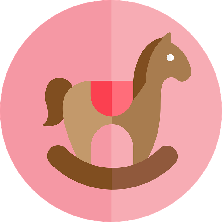 Baby Rattle Clipart 10, Buy Clip Art - Rocking Horse Illustration On Pink Pendant Necklace, (720x720)