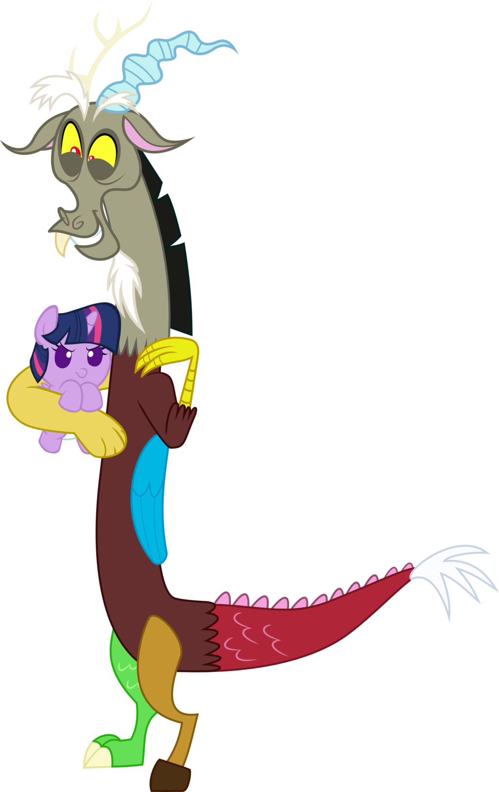 Discord Hugs Baby Twily 1 By Megarainbowdash2000 On - Fluttershy As A Baby (1024x1624)