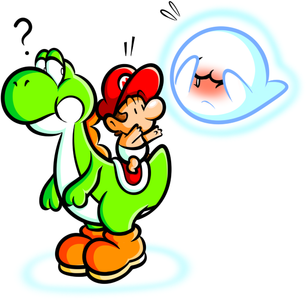 Yoshi And Baby Mario With Boo By Jamesmantheregenold - Yoshi Y Baby Mario Png (621x637)