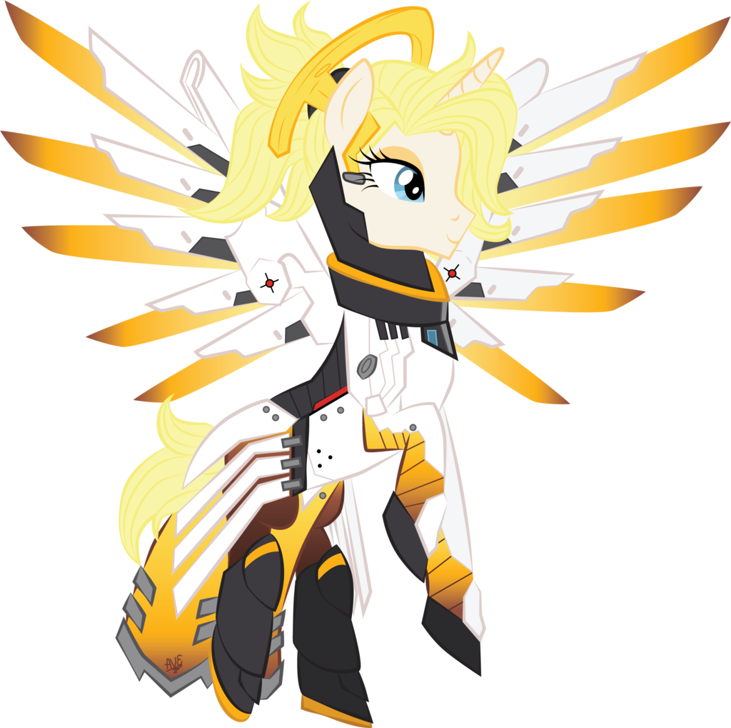Violetfeatheroficial, Crossover, Mercy, Overwatch, - Mlp Mercy (1024x1019)