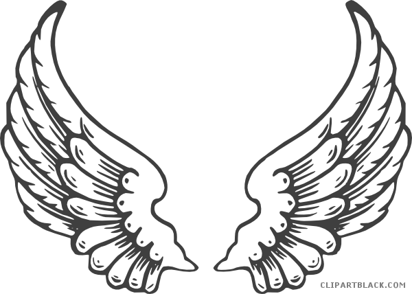 Eagle Wings Animal Free Black White Clipart Images - Angel Wings Cut Out (600x428)