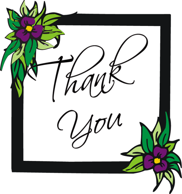 Thank You Clip Art Free - Free Clipart Flower Thank You (600x642)