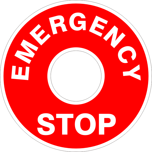 Emergency Stop Button Surround Sticker - Emergency Stop Button Sign (600x600)