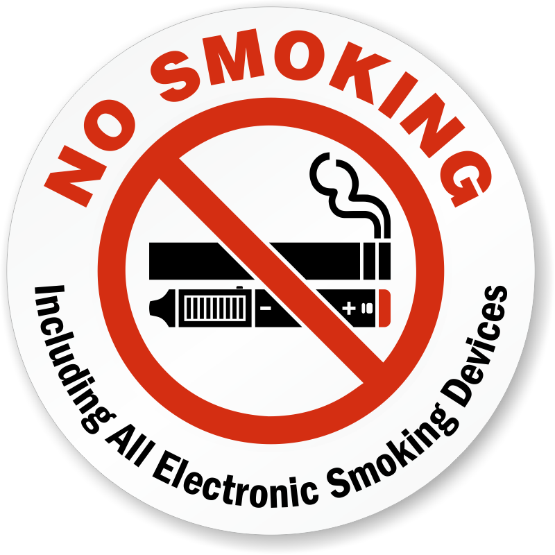 No Smoking Including Electronic Smoking Devices Label - Cigarette Not Allowed (800x800)
