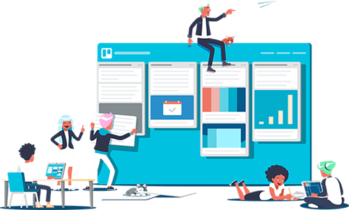 Between Creating Online Courses, Blogging And Vlogging, - Trello Illustration (494x298)