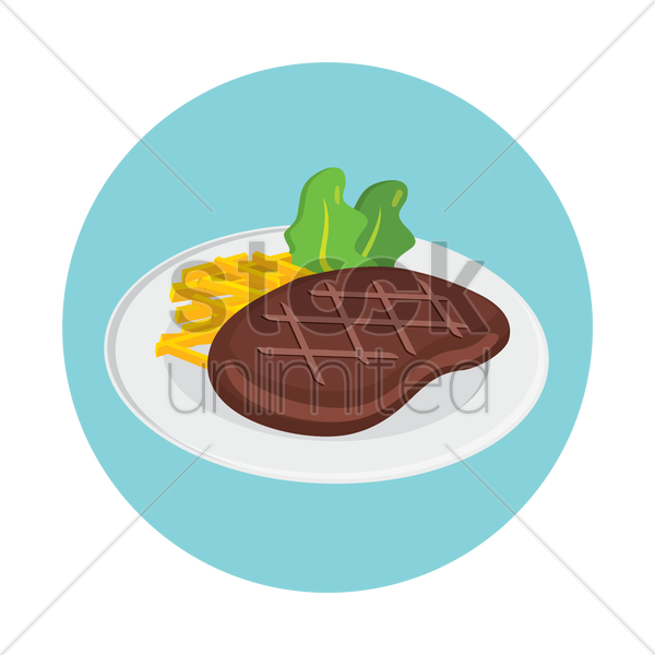Steak With Fries Clipart - Steak And Fries Clipart (600x600)