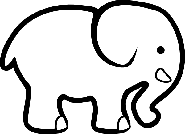 Elephant Clipart Outline - Elephant Drawing Black And White (600x436)