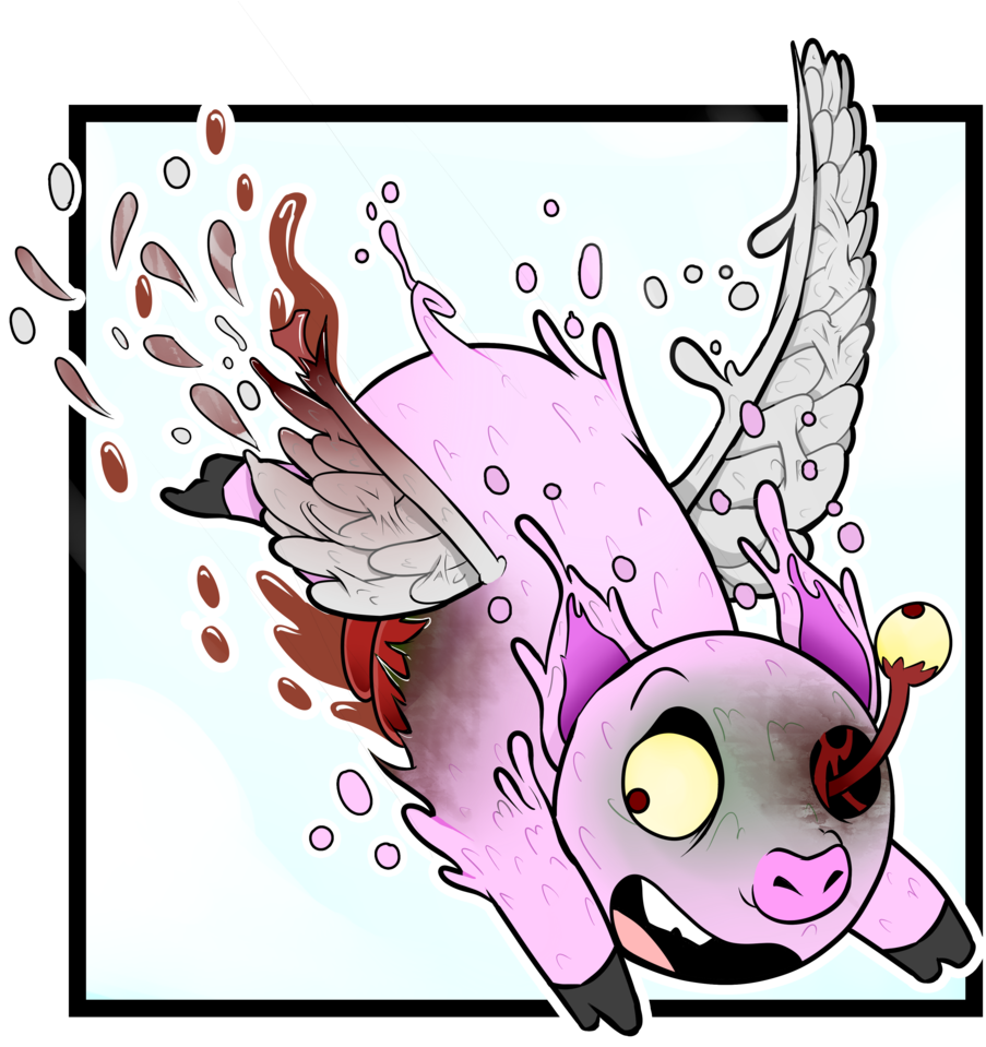 Melting Zombie Pig That Can't Fly By Genofan20 - Cartoon (1024x1024)