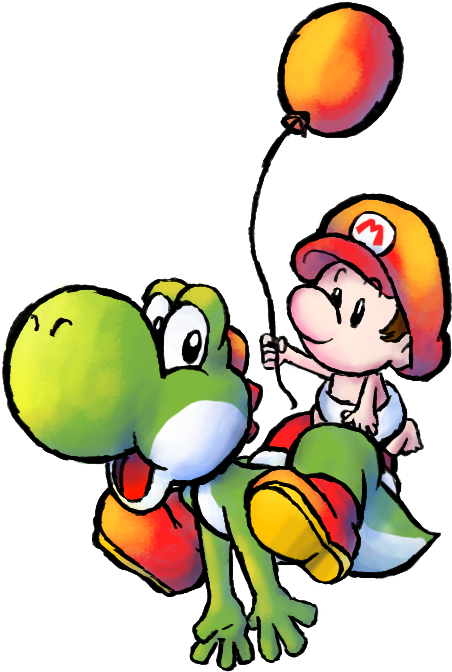 Yoshi & Baby Mario - Yoshi With Baby Mario (500x700)
