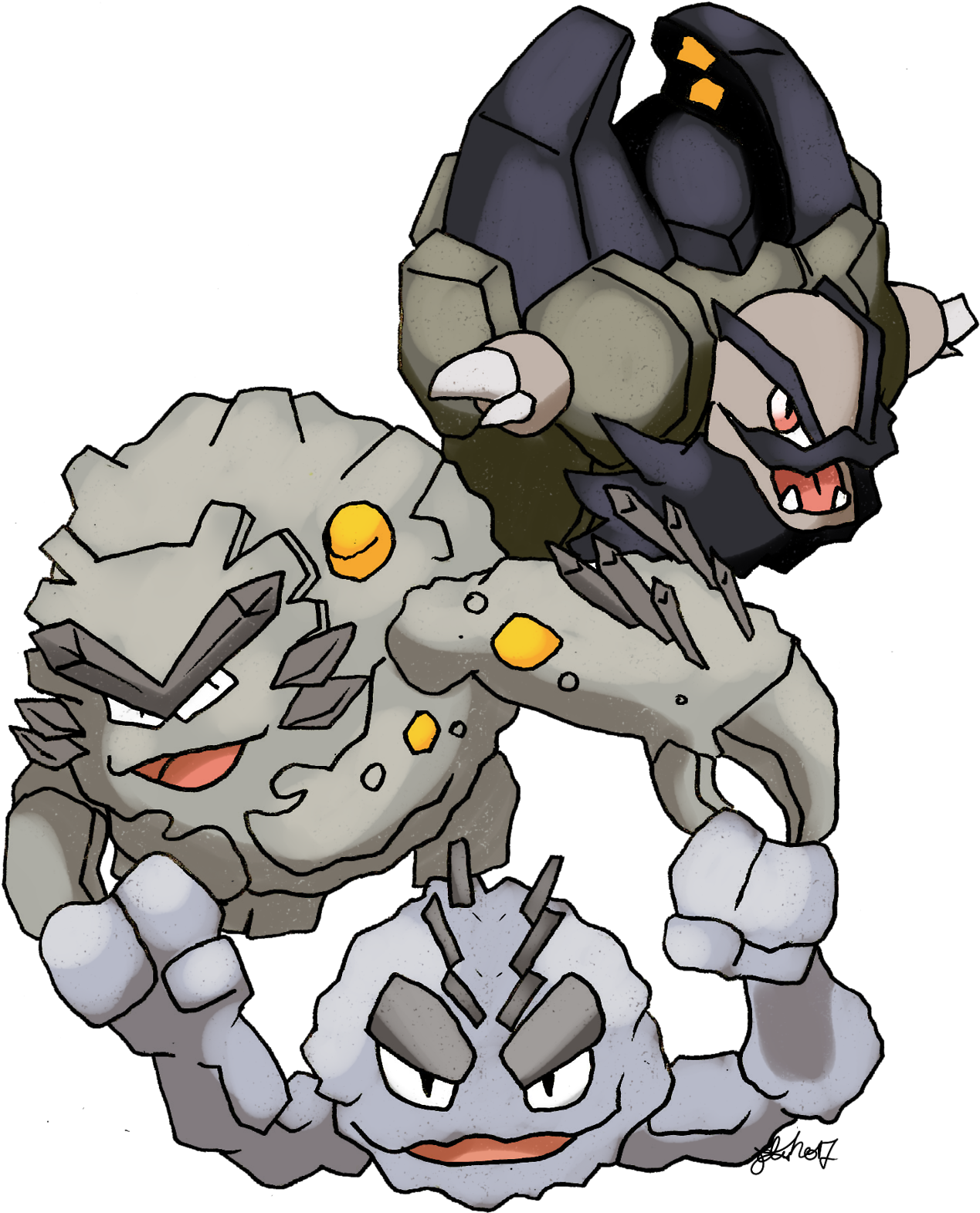 Alola Alolan Geodude Geodude Alolan Graveler Graveler - Cartoon (1280x1579)