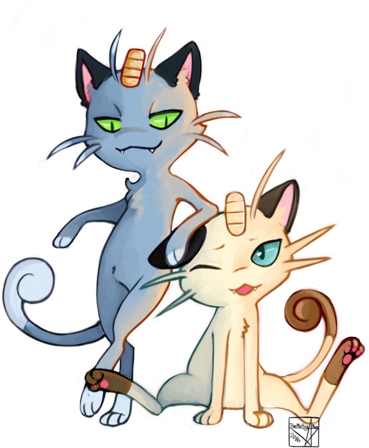 Pokemon Normal And Dark Meowths By Themeltingmoon - Pokémon (762x1048)