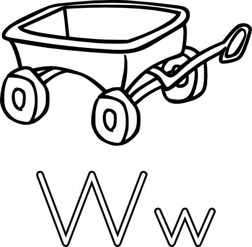 W Is For Wagon - Wagon Black And White (512x501)