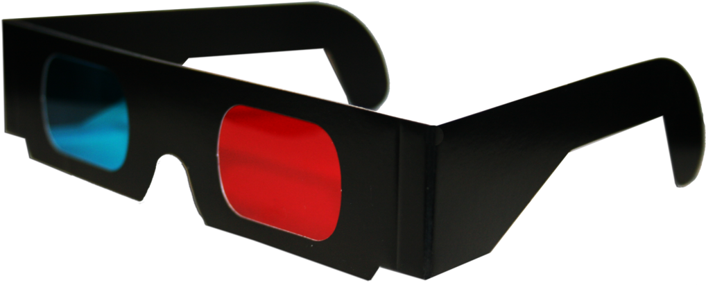 Verisimilar Half Frame Red Green 3 Dimensional Anaglyph - Black Paper 3d Glasses (1024x419)