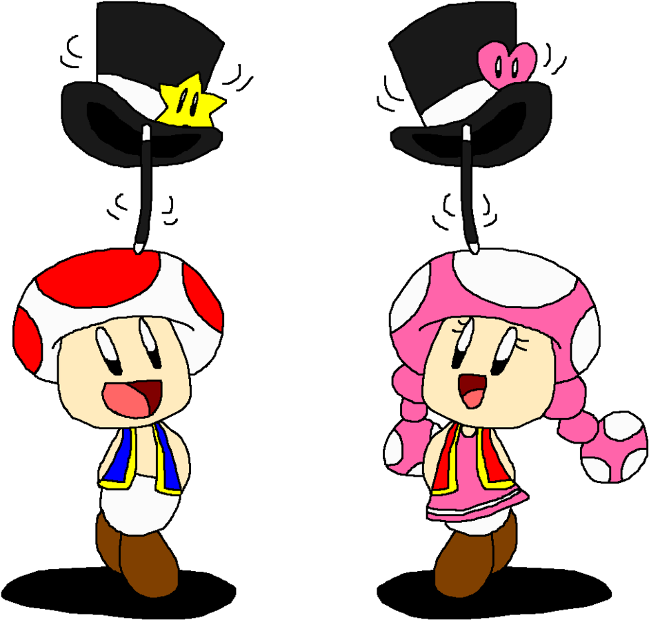 Pokegirlrules Tap Dancing With Toad And Toadette By - Toad And Toadette In Mirror (1024x909)