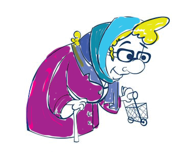 The Curse Of The Supermarket - Old Lady Cartoon (400x360)