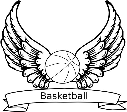 Angel Wings Basketball Ball Coloring - Angel Wings (600x538)