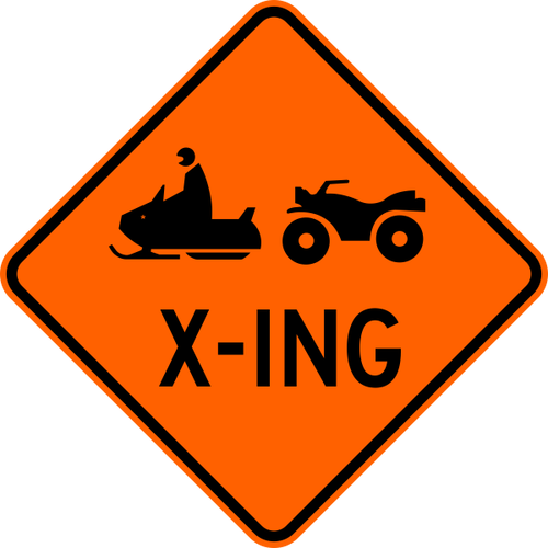 Atv / Snowmobile X-ing Warning Trail Sign Orange - Defensive Driving Course Online (500x500)