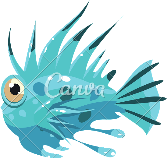 Prickly Fish Side View - Clip Art (800x800)