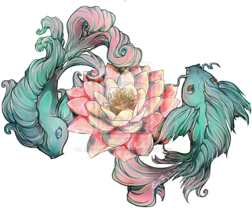 Butterfly Koi Paper Fish - Pisces Flower Tattoo Designs (1024x704)