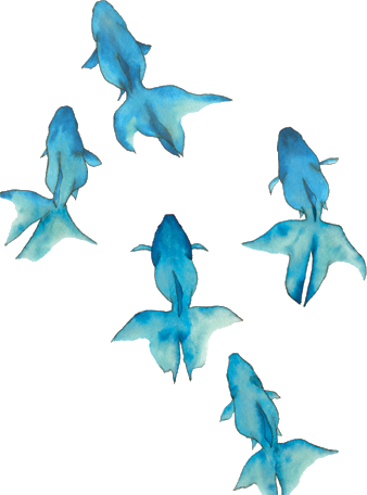 Fish, Animal, And Blue Image - Blue Watercolor Fish (338x456)